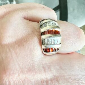 925 Sterling Silver Ring with Zircons size 10